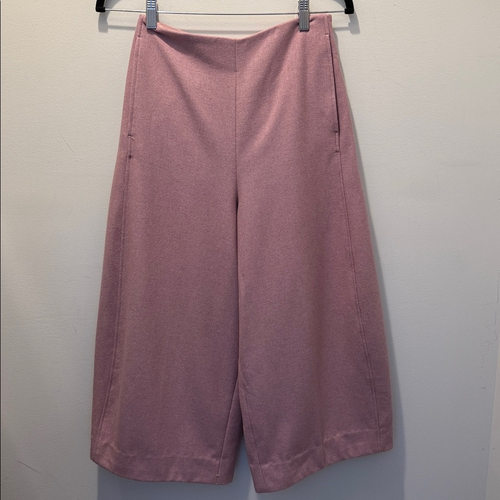 COS wool rounded leg wide leg culottes in pink